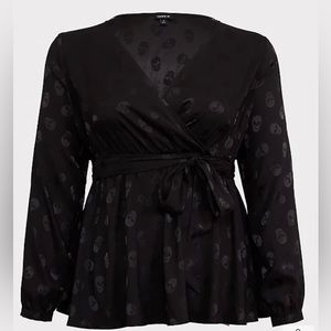 Torrid Shimmer Skull Faux Wrap Top
